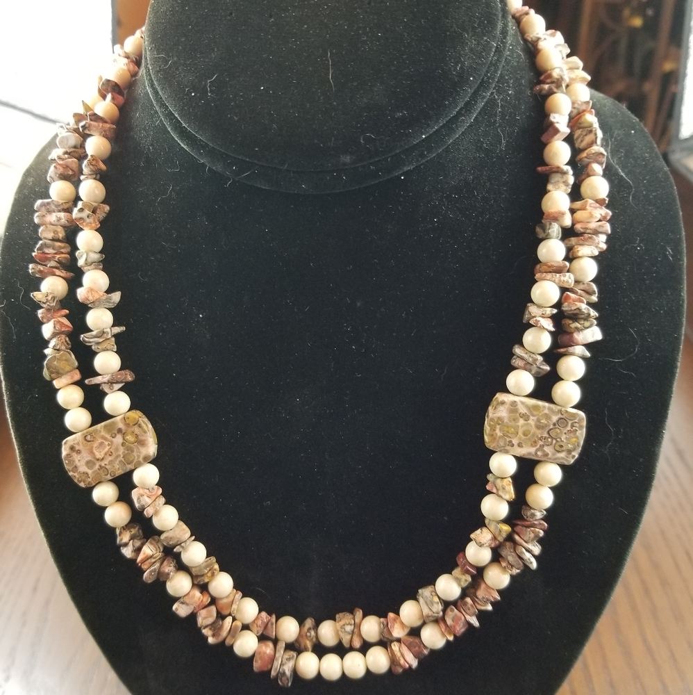 Natural Jasper Gemstone Necklace + Bracelet.